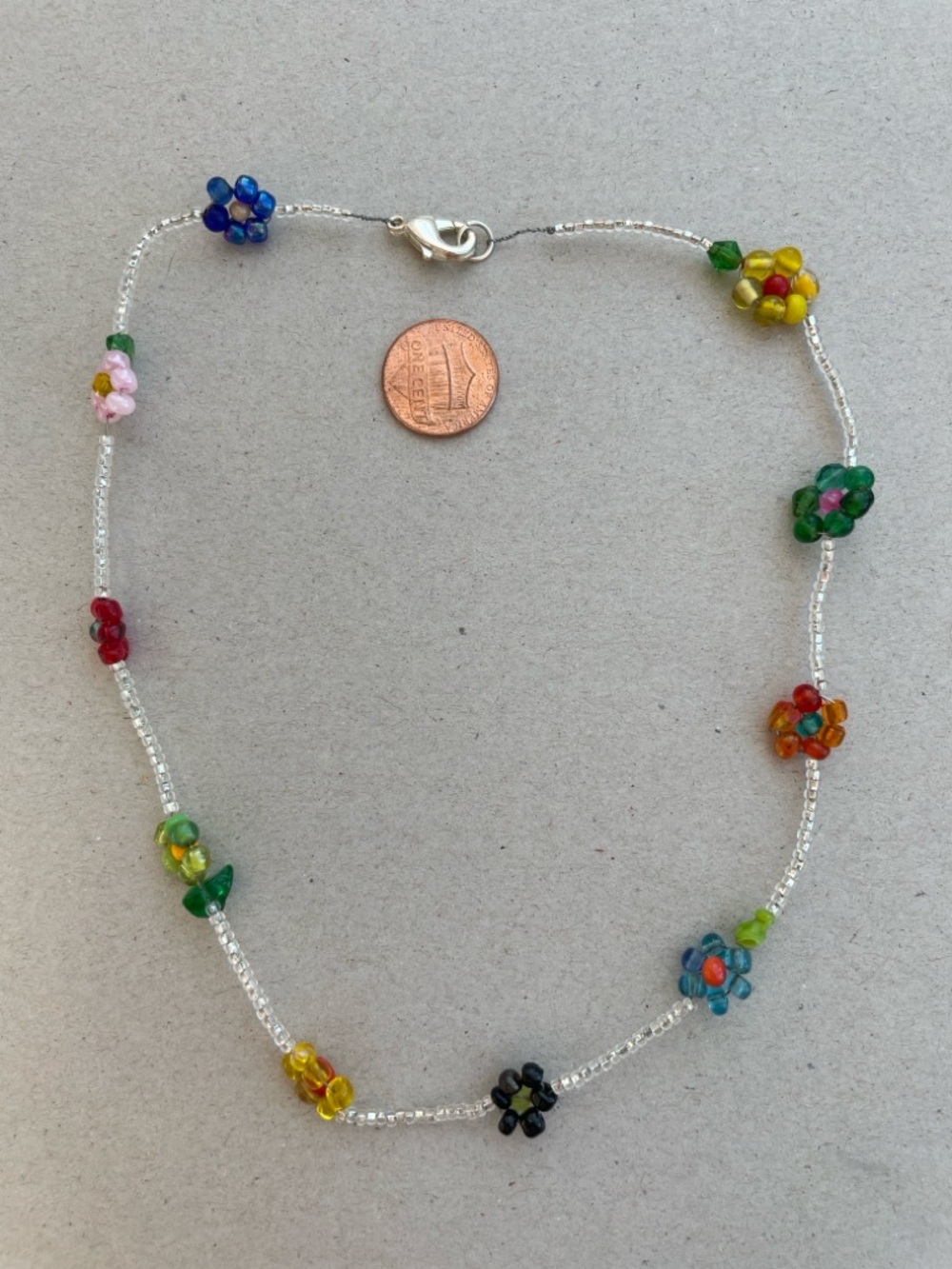 Delicate Multicolor Glass Flower Bead Necklace - Women Jewelry
